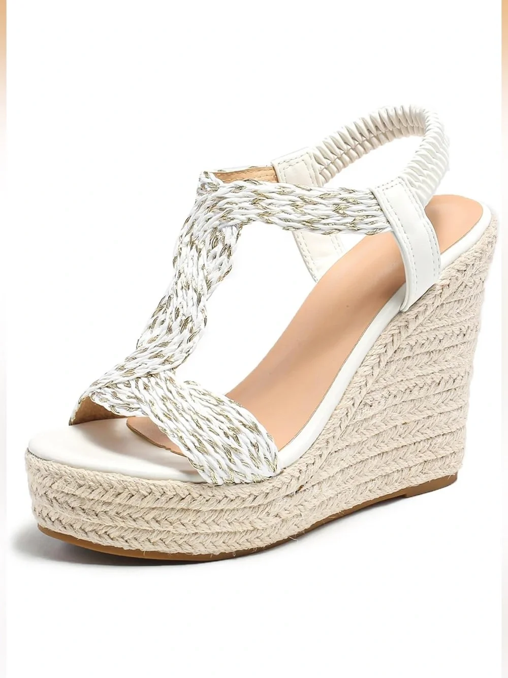 Slingback Espadrille Wedge Sandals T Strap Platform Wedge Sandals